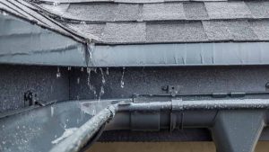 Water flowing in rain gutters